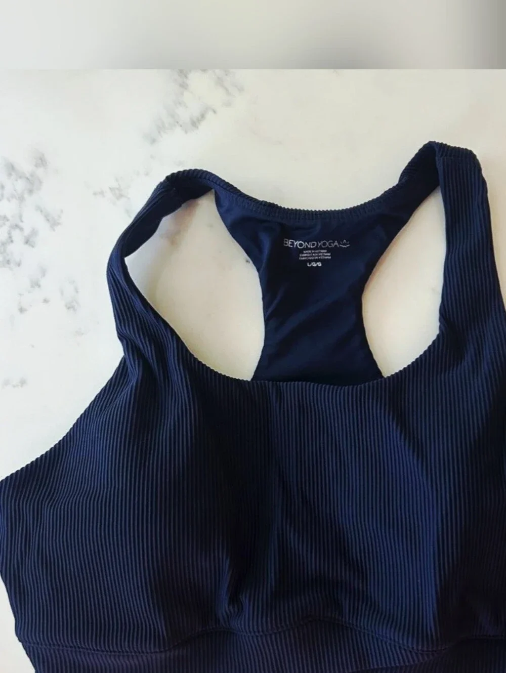 Beyond Yoga Ribbed Navy Sports Bra & Leggings Set - Picture 3 of 3